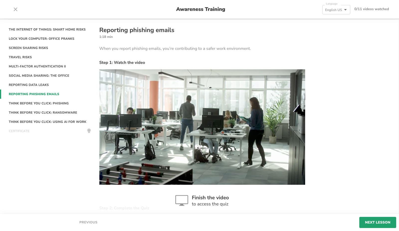 PHI Navigator online security training module with interactive course content