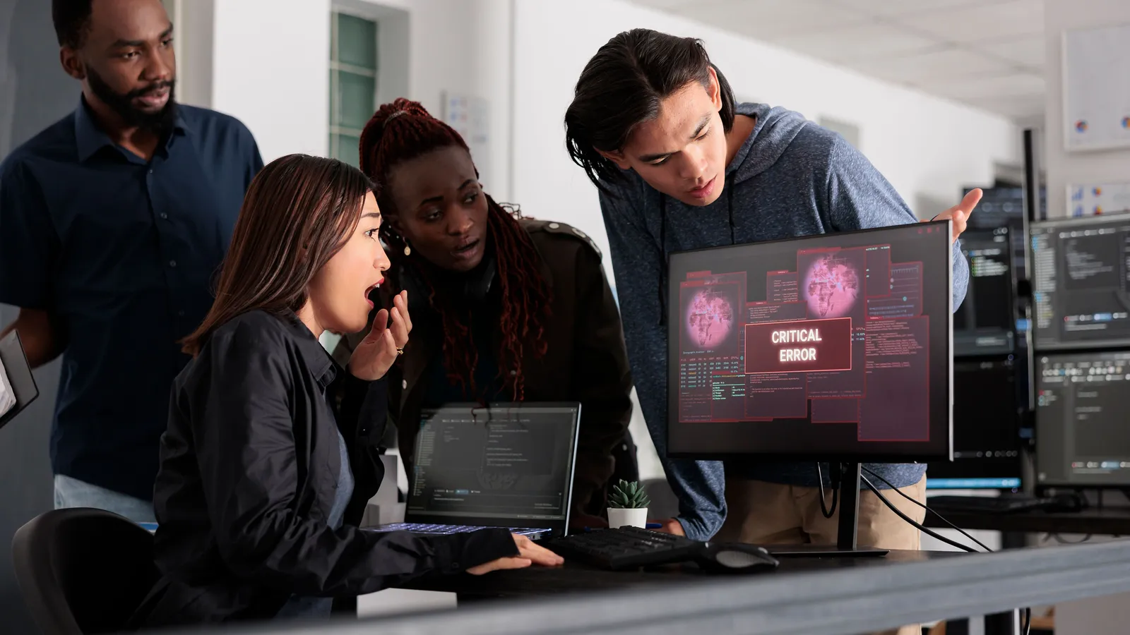A cybersecurity incident-response team at work
