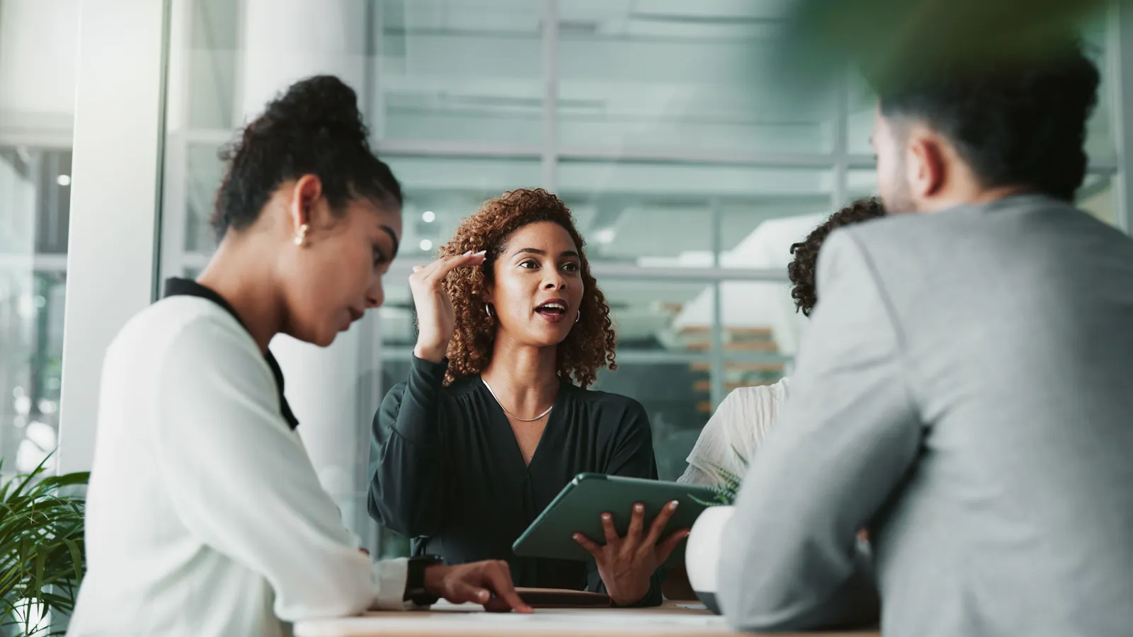 A business team discussing governance
