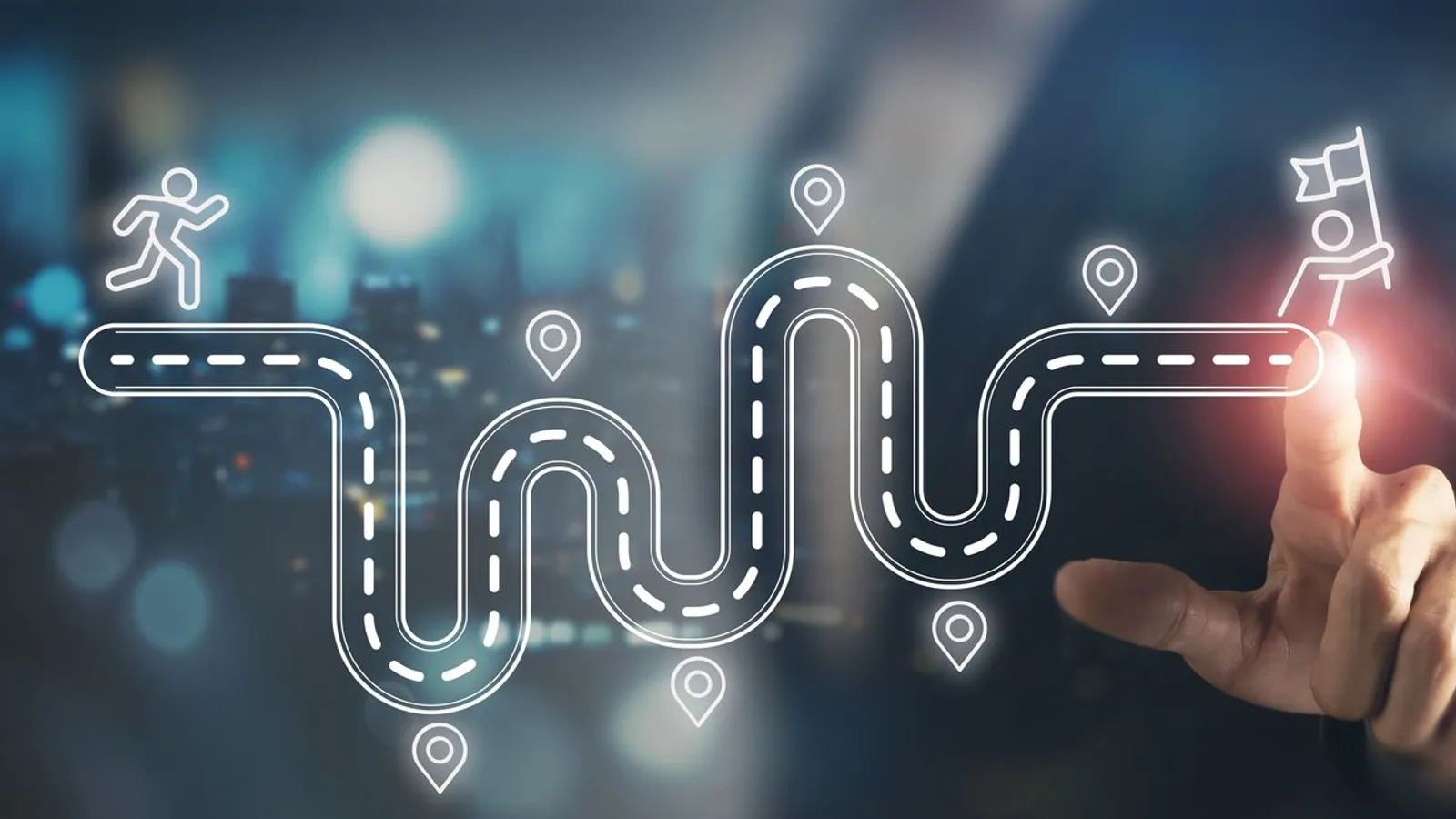 businessman drawing roadmap hologram simple