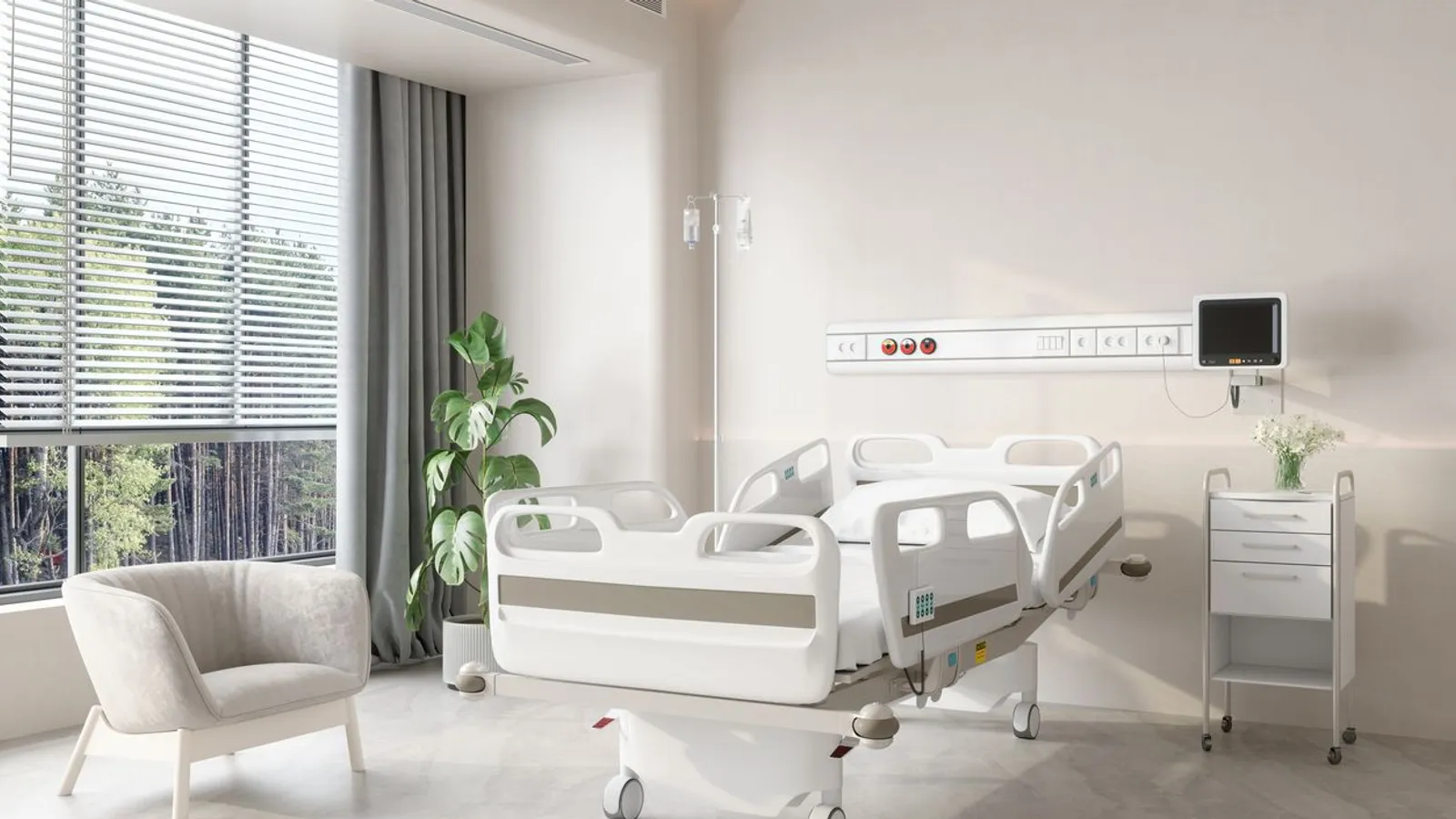 Modern luxury hospital room empty