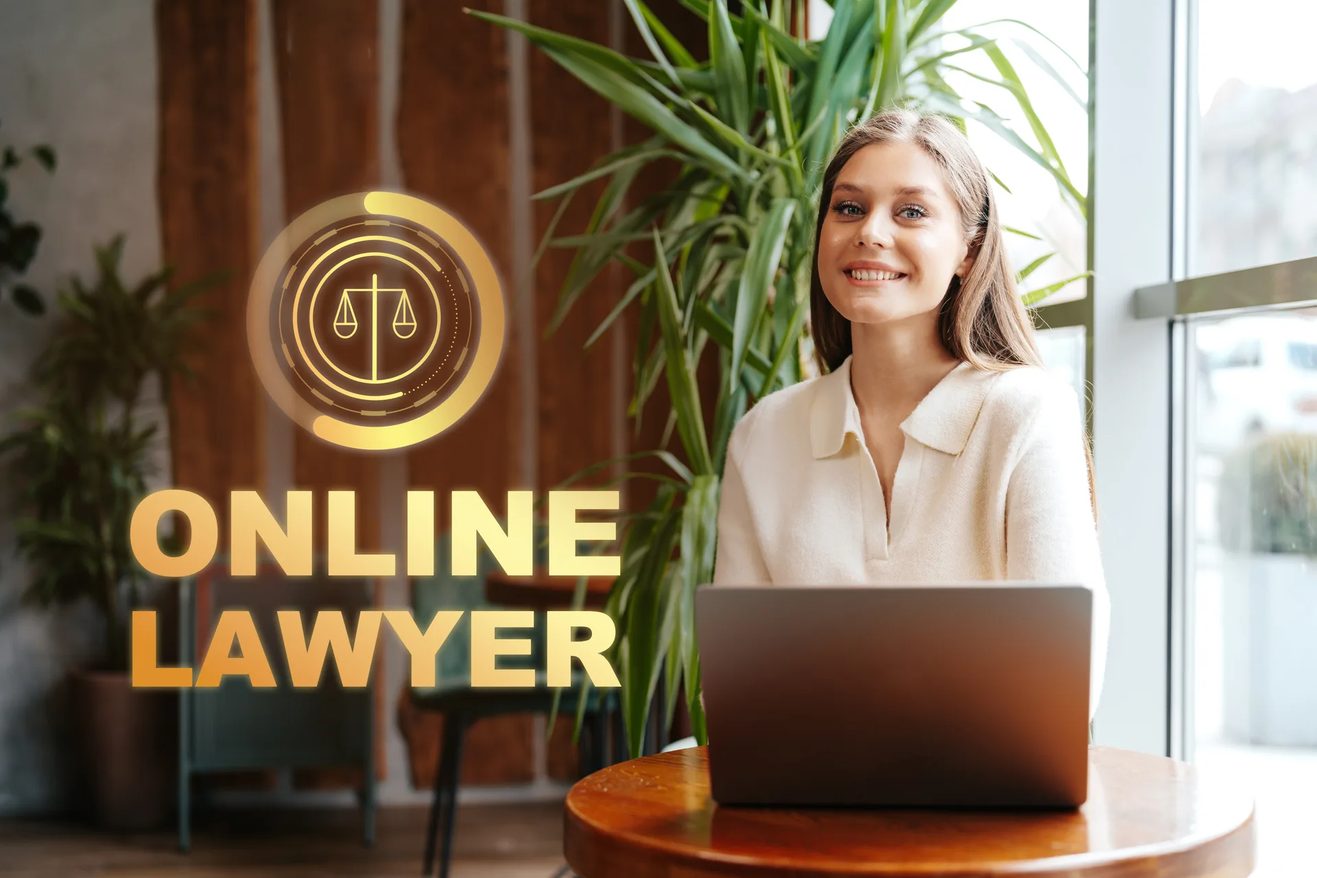 Lawyer working online in a cozy office during daytime with a laptop