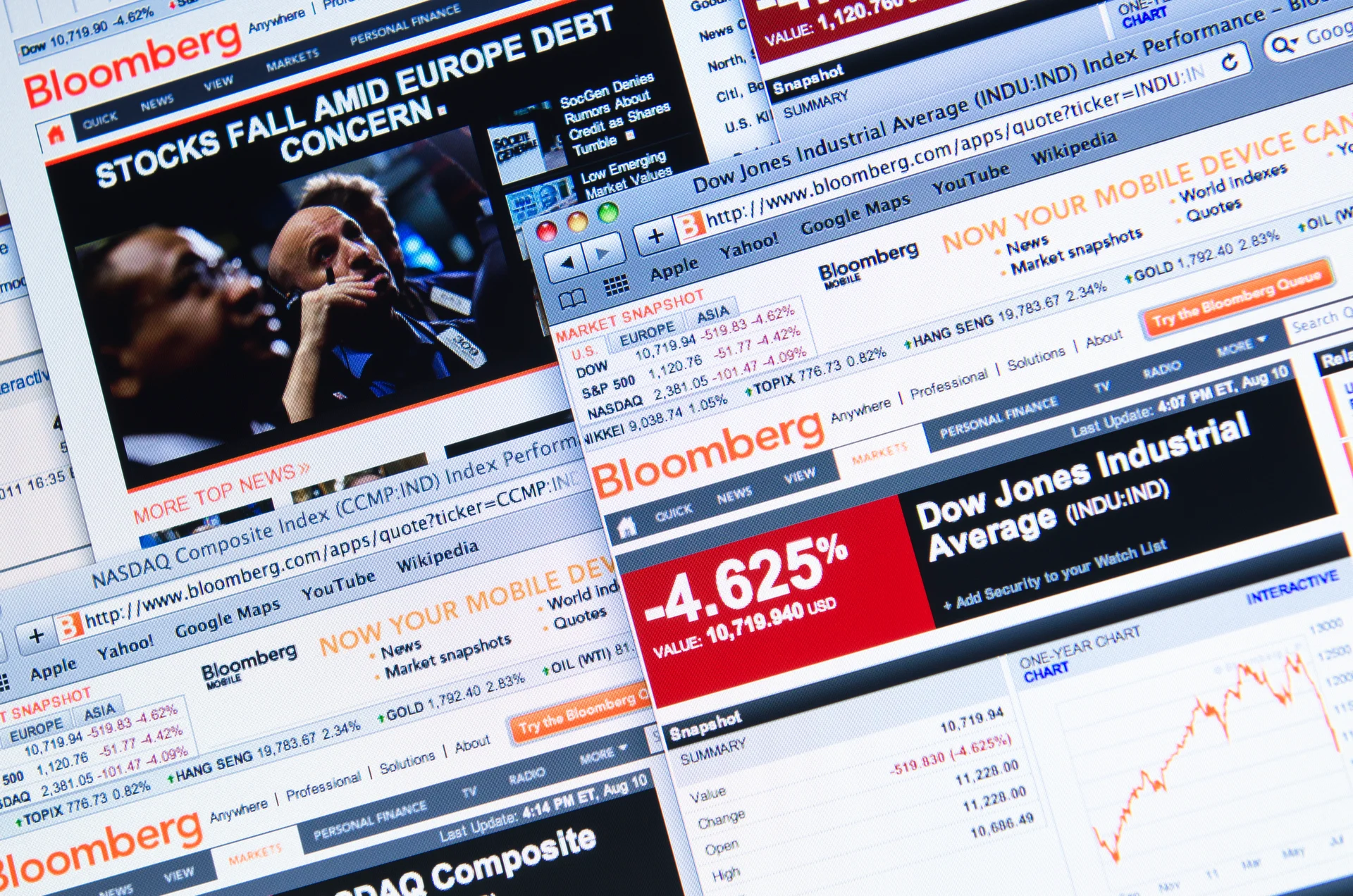 The world stock exchange crisis showed in Bloomberg.com