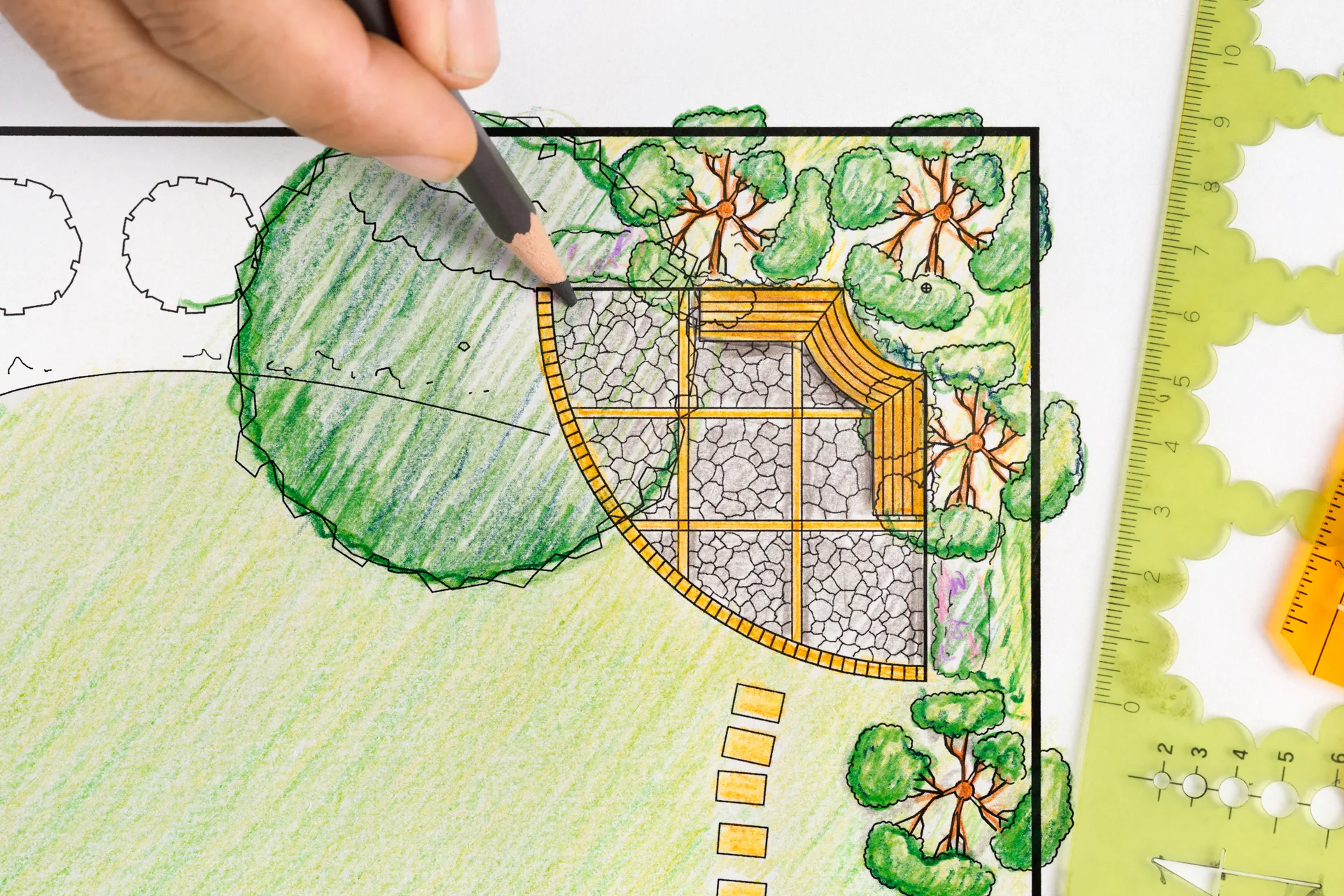 Landscape architect design backyard plan for villa